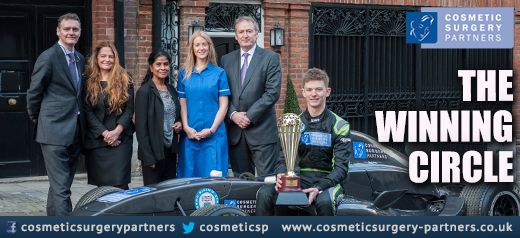 Team Cosmetic Surgery Partners pose with Champion F3 driver Toby Sowery